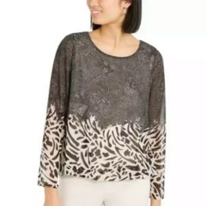 Mixed-Print Bubble Top Black